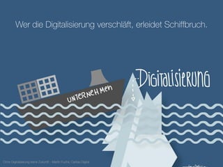 Wer die Digitalisierung verschläft, erleidet Schiffbruch.
Ohne Digitalisierung keine Zukunft! - Martin Fuchs, Caritas Digital
 