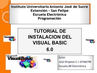 TUTORIAL DE
INSTALACION DEL
VISUAL BASIC
6.0
 