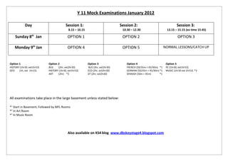 Y11 Mock Examinations January 2012
