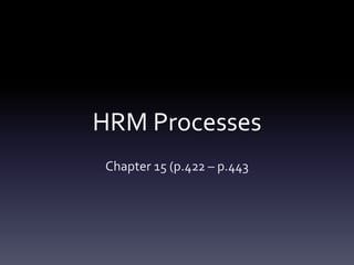 HRM Processes
Chapter 15 (p.422 – p.443
 