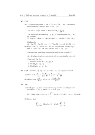 Year 13 challenge mathematics problems 107 | PDF