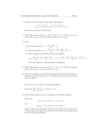 Year 13 challenge mathematics problems 107 | PDF