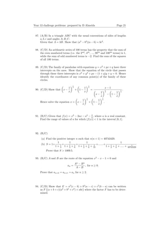 Year 13 challenge mathematics problems 107 | PDF