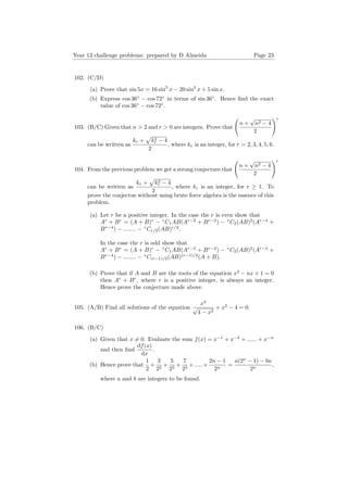 Year 13 challenge mathematics problems 107 | PDF