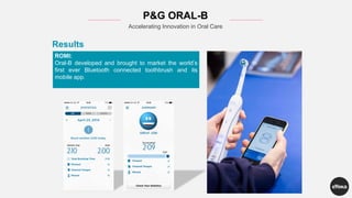 ROMI:
Oral-B developed and brought to market the world’s
first ever Bluetooth connected toothbrush and its
mobile app.
Results
P&G ORAL-B
Accelerating Innovation in Oral Care
 