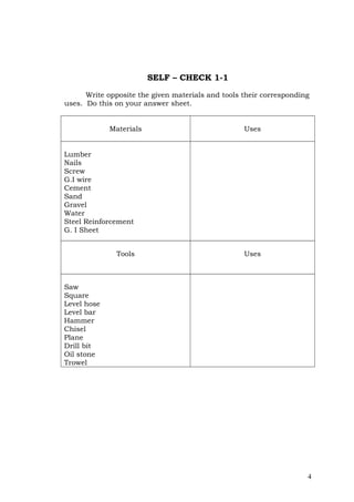 Y2 module1-preparing of construction materials& tools | DOC
