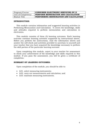 module 2 - measuring performance module 2 assignment ... Y2 - Module 2 - Performing Mensuration and Calculation.doc