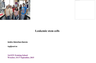 Leukemic stem cells
Isidro Sánchez-García
isg@usal.es
3rd ITN Training School
Wroclaw, 14-17 September, 2015
 