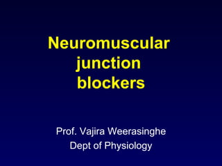 Neuromuscular  junction  blockers Prof. Vajira Weerasinghe Dept of Physiology 