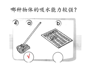 哪种物体的吸水能力较强？
√
 