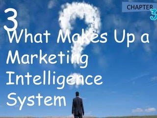 What Makes Up a
Marketing
Intelligence
System
3
CHAPTER
 