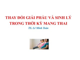 THAY ĐỔI GIẢI PHẨU VÀ SINH LÝ
TRONG THỜI KỲ MANG THAI
TS. Lê Minh Toàn
 
