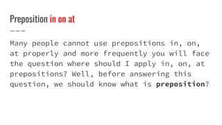 Prepositions of time and place in on at | IELTS Test Aid | PPTX
