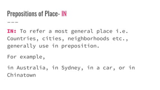 Prepositions of time and place in on at | IELTS Test Aid | PPTX