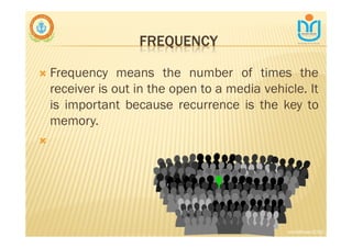 FREQUENCY
∇ Frequency means the number of times the
receiver is out in the open to a media vehicle. It
is important because recurrence is the key to
memory.
∇
snkb@nasc2020
 