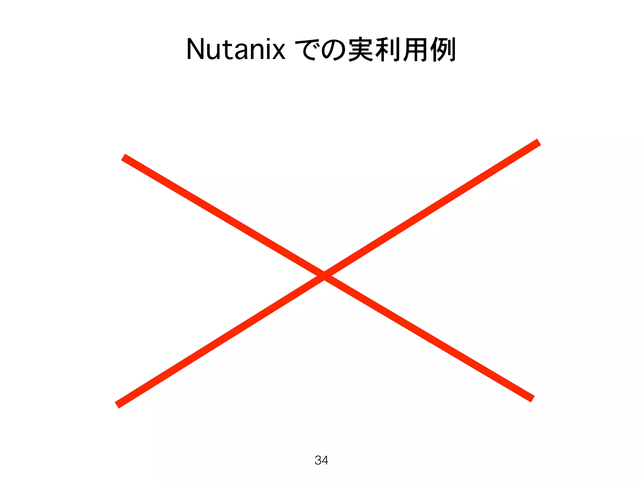 34
Order 1
Order 2
Order 3
GeneralRPCUtility(protobuf)
rest +
protobuf
From
Order 1
Order 2
Order 3
Pythonwebserver
To
OtherComponentsTheComponent
ProtobufServ
Acropolis Acropolis
Nutanix での実利用例
 