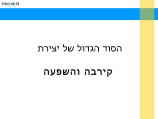 ‫יצירת‬ ‫של‬ ‫הגדול‬ ‫הסוד‬
‫והשפעה‬ ‫קירבה‬
 