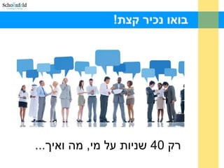 !‫קצת‬ ‫נכיר‬ ‫בואו‬
‫רק‬40...‫ואיך‬ ‫מה‬ ,‫מי‬ ‫על‬ ‫שניות‬
 