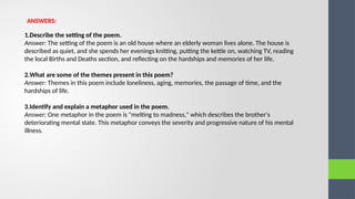 Setting Poems. Examples unseen poetry analysis and comparison of poems | PPTX
