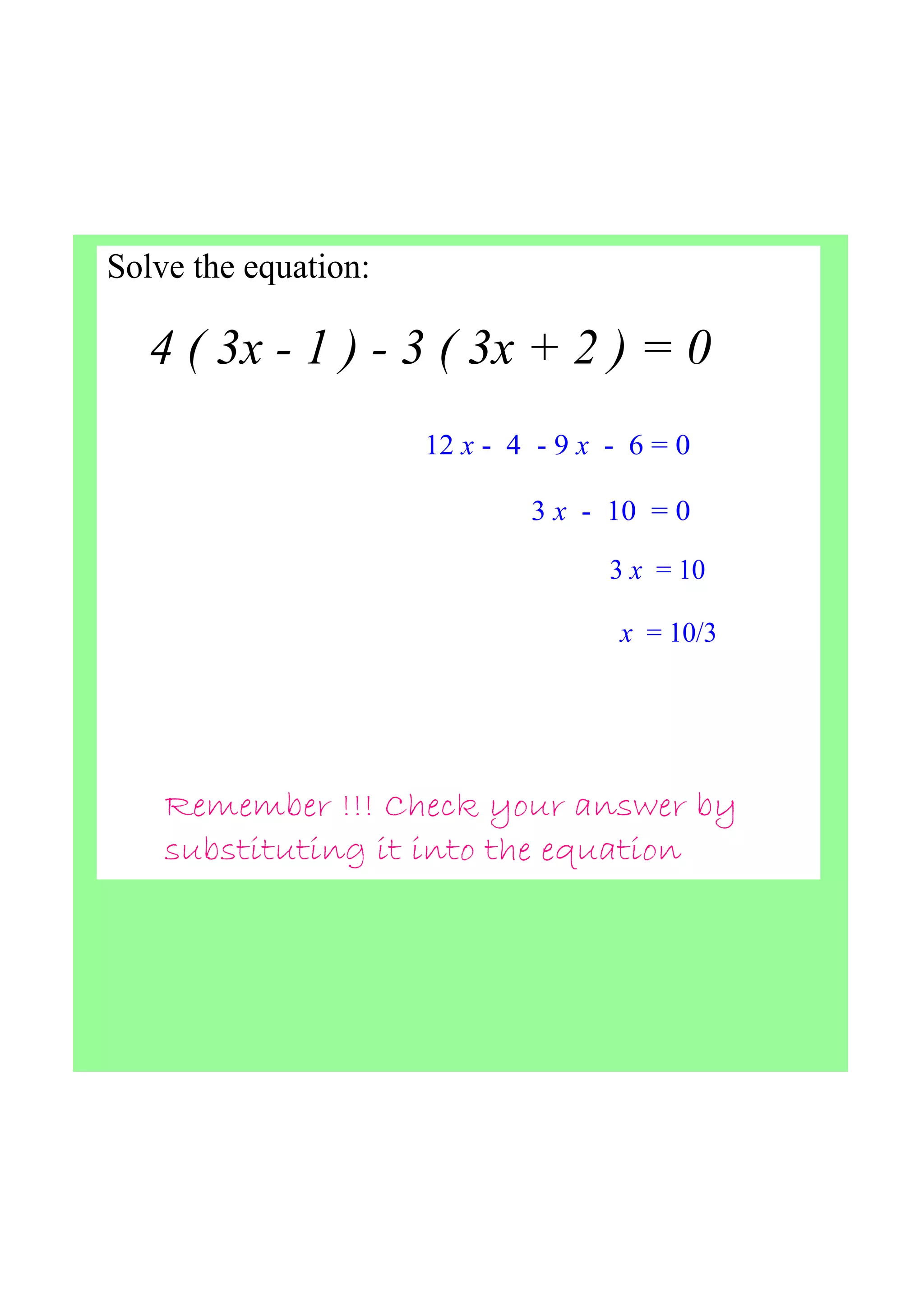 Y9 algebra 1 Linear Equations | PDF