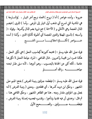 ‫ﻭﻛ‬ ‫ﺩﺟﻞ‬ ‫ﺑﻞ‬ ‫ﺧﻮﺍﺭﻕ‬ ‫ﻟﻴﺲ‬ ‫ﺍﻟﺪﺟﺎﻝ‬ ‫ﺍﻟﻤﺴﻴﺢ‬
‫ﺍﻟﺒﻨﺪﺍﺭﻱ‬ ‫ﺍﻟﻐﻔﺎﺭ‬ ‫ﻋﺒﺪ‬ ‫ﺳﻠﻴﻤﺎﻥ‬ ‫ﺍﻟﻐﻔﺎﺭ‬ ‫ﻋﺒﺪ‬ ‫ﻟﻠﺪﻛﺘﻮﺭ‬ ‫ﻟﻠﺠﺎﻥ‬ ‫ﻭﺗﺴﺨﻴﺮ‬ ‫ﺬﺏ‬
132
‫اﴏ‬‫ﻮ‬‫ﺧ‬ ‫ﻣﺪﻩ‬ٔ‫و‬ ، ‫ﺎ‬ ‫ﴐو‬
(
‫ﻣﺎ‬ٔ
)
‫ﺮوح‬
(
‫ﺧﺮ‬ٓ ‫ﺮﺟﻊ‬ ‫ﳁﻌﻨﺎﻩ‬
، ‫ﳯـﺎر‬‫ا‬
(
‫ﺔ‬ ‫اﻟﺴـﺎر‬‫و‬
(
‫اﳌﺮﻋـﻰ‬ ‫ٕﱃ‬‫ا‬ ‫ﳯﺎر‬‫ا‬ ‫ول‬ٔ ‫ﺗﺬﻫﺐ‬ ‫ي‬ٔ ‫ﴪح‬ ‫اﻟﱵ‬ ‫اﳌﺎﺷﯿﺔ‬ ‫ﱔ‬
.
‫ﻣـﺎ‬ٔ‫و‬
(
‫رى‬ ‫ا‬
(
‫ﻀـﻢ‬ ‫ﻓ‬
‫و‬ ‫ﺎﱄ‬ ٔ ‫ا‬ ‫وﱔ‬ ‫اﳌﻌﺠﻤﺔ‬ ‫ال‬ ‫ا‬
)
‫ﳮﺔ‬‫ﺳ‬ٔ ‫ا‬
(
‫ﴪﻫﺎ‬‫و‬ ‫ال‬ ‫ا‬ ‫ﺑﻀﻢ‬ ‫ذروة‬ ‫ﲨﻊ‬
.
‫وﻗﻮ‬
) :
‫ﺳﺒﻐﻪ‬ٔ‫و‬
(
‫وﻛـﺬا‬ ، ‫اﻠـﱭ‬ ‫ﻟﻜـﱶة‬ ‫ﻃـﻮ‬ٔ ‫ي‬ٔ ‫اﳌﻌﺠﻤـﺔ‬ ‫اﻟﻐـﲔ‬‫و‬ ‫اﳌﻬﻤ‬ ‫ﻟﺴﲔ‬
)
‫ﻣـﺪﻩ‬ٔ
‫اﴏ‬‫ﻮ‬‫ــــــــ‬‫ـ‬‫ﺧ‬
(
‫ﻟ‬
‫ﺸـــــــــﺒﻊ‬‫ﻟ‬‫ا‬ ‫ﻣـــــــــﻦ‬ ‫ﻼﲛـــــــــﺎ‬ ‫اﻣ‬ ‫ﻜـــــــــﱶة‬
.
‫وﺳﲅ‬ ‫ﻠﯿﻪ‬ ‫ﷲ‬ ‫ﺻﲆ‬ ‫ﻗﻮ‬
) :
‫ﻞ‬ ‫اﻟﻨ‬ ‫ﺐ‬ ‫ﯿﻌﺎﺳ‬ ‫ﻛﻨﻮزﻫﺎ‬ ‫ﺘﺒﻌﻪ‬ ‫ﻓ‬
(
، ‫ﻞ‬ ‫اﻟﻨ‬ ‫ﻮر‬‫ذ‬ ‫ﱔ‬
‫ﺧـﺮون‬ٓ‫و‬ ‫ﯿﺒـﺔ‬ ‫ﻗ‬ ‫ـﻦ‬‫ا‬ ‫ﴪﻩ‬‫ﻓ‬ ‫ﻫﻜﺬا‬
.
‫اﻟﻘـﺎﴈ‬ ‫ﻗـﺎل‬
:
‫ﻮرﻫـﺎ‬‫ذ‬ ‫ﻻ‬ ‫ـﻞ‬ ‫اﻟﻨ‬ ‫ـﺔ‬ ‫ﺟﲈ‬ ‫اد‬‫ﺮ‬‫اﳌـ‬
‫ﺒﻌﺘـﻪ‬‫ﺗ‬ ‫ﻃـﺎر‬ ‫ﻣـﱴ‬ ‫ﻧـﻪ‬ٔ ، ‫ﻣﲑﻫـﺎ‬ٔ ‫وﻫـﻮ‬ ، ‫ﯿﻌﺴـﻮب‬‫ﻟ‬ ‫ﺔ‬ ‫اﶺﺎ‬ ‫ﻋﻦ‬ ‫ﻛﲎ‬ ‫ﻪ‬ ‫ﻟﻜ‬ ، ‫ﺎﺻﺔ‬
‫ﺟﲈﻋﺘـــــــــــــــــــﻪ‬
.
‫وﷲ‬
‫ـــــــــــــــــــﲅ‬ ٔ
.
‫وﺳـﲅ‬ ‫ﻠﯿـﻪ‬ ‫ﷲ‬ ‫ﺻـﲆ‬ ‫ﻗﻮ‬
) :
‫اﻟﻐـﺮض‬ ‫ـﺔ‬ ‫رﻣ‬ ‫ﻟﺘﲔ‬‫ﺰ‬‫ﺟـ‬ ‫ﻘﻄﻌـﻪ‬ ‫ﻓ‬
(
‫ـﲆ‬ ‫اﳉـﲓ‬ ‫ﺢ‬ ‫ﺑﻔـ‬
‫ﻗﻄﻌﺘـﲔ‬ ‫ي‬ٔ ، ‫ﴪـﻫﺎ‬ ‫ﯾـﺪ‬‫ر‬‫د‬ ‫ﻦ‬‫ا‬ ‫وﺣﲃ‬ ، ‫ﺸﻬﻮر‬‫ﳌ‬‫ا‬
.
‫وﻣﻌـﲎ‬
)
‫اﻟﻐـﺮض‬ ‫ـﺔ‬ ‫رﻣ‬
(
‫ﻧـﻪ‬ٔ
‫ﺘﻪ‬ ‫ﻣ‬‫ر‬ ‫ﻣﻘﺪار‬ ‫ﻟﺘﲔ‬‫ﺰ‬‫اﳉ‬ ‫ﺑﲔ‬ ‫ﳚﻌﻞ‬
.
، ‫ﻫﺬا‬ ‫اﻟﻘﺎﴈ‬ ‫وﺣﲃ‬ ، ‫ﺸﻬﻮر‬‫ﳌ‬‫ا‬ ‫اﻟﻈﺎﻫﺮ‬ ‫ﻫﻮ‬ ‫ﻫﺬا‬
‫ﻗﺎل‬ ‫ﰒ‬
:
ٔ ‫ﺗـ‬‫و‬ ‫ﺗﻘﺪﳝﺎ‬ ‫ﻪ‬ ‫ﻓ‬ ‫ن‬ٔ ‫وﻋﻨﺪي‬
، ‫اﻟﻐـﺮض‬ ‫ـﺔ‬ ‫رﻣ‬ ‫ٕﺻـﺎﺑﺔ‬‫ا‬ ‫ﯿﺒﻪ‬‫ﺼـ‬ ‫ﻓ‬ ‫ﺮﻩ‬‫ﺗﻘـﺪ‬‫و‬ ، ‫ا‬‫ﲑ‬
‫ول‬ٔ ‫ا‬ ‫اﻟﺼــــــــــــﺤﯿﺢ‬‫و‬ ، ‫ﻟﺘﲔ‬‫ﺰ‬‫ﺟــــــــــــ‬ ‫ﻘﻄﻌــــــــــــﻪ‬ ‫ﻓ‬
.
 