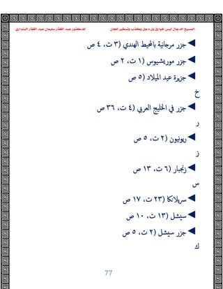 ‫ﻭﻛ‬ ‫ﺩﺟﻞ‬ ‫ﺑﻞ‬ ‫ﺧﻮﺍﺭﻕ‬ ‫ﻟﻴﺲ‬ ‫ﺍﻟﺪﺟﺎﻝ‬ ‫ﺍﻟﻤﺴﻴﺢ‬
‫ﺍﻟﺒﻨﺪﺍﺭﻱ‬ ‫ﺍﻟﻐﻔﺎﺭ‬ ‫ﻋﺒﺪ‬ ‫ﺳﻠﻴﻤﺎﻥ‬ ‫ﺍﻟﻐﻔﺎﺭ‬ ‫ﻋﺒﺪ‬ ‫ﻟﻠﺪﻛﺘﻮﺭ‬ ‫ﻟﻠﺠﺎﻥ‬ ‫ﻭﺗﺴﺨﻴﺮ‬ ‫ﺬﺏ‬
77
◄
‫ﻬﻨﺪي‬‫ﻟ‬‫ا‬ ‫ﶈﯿﻂ‬ ‫ﻧﯿﺔ‬‫ﺎ‬ ‫ﻣﺮ‬ ‫ﺟﺰر‬
)
٣
،‫ت‬
٤
‫ص‬
◄
‫ﺸﯿﻮس‬‫ﻣﻮر‬ ‫ﺟﺰر‬
)
١
،‫ت‬
٢
‫ص‬
◄
‫اﳌﯿﻼد‬ ‫ﻋﯿﺪ‬ ‫ﺟﺰﺮة‬
)
٥
‫ص‬
‫خ‬
◄
‫اﻟﻌﺮﰊ‬ ‫اﳋﻠﯿﺞ‬ ‫ﰲ‬ ‫ﺟﺰر‬
)
٤
‫ت‬
،
٣٦
‫ص‬
‫ر‬
◄
‫ﻧﯿﻮن‬‫ﻮ‬‫ﯾ‬‫ر‬
)
٢
،‫ت‬
٥
‫ص‬
‫ز‬
◄
‫زﳒﺒﺎر‬
)
٦
،‫ت‬
١٣
‫ص‬
‫س‬
◄
‫ﲀ‬‫ﯾﻼ‬‫ﴎ‬
)
٢٣
،‫ت‬
١٧
‫ص‬
◄
‫ﺸﻞ‬ ‫ﺳ‬
)
١٣
،‫ت‬
١٠
‫ص‬
◄
‫ﺸﻞ‬ ‫ﺳ‬ ‫ﺟﺰر‬
)
٢
،‫ت‬
٥
‫ص‬
‫ك‬
 