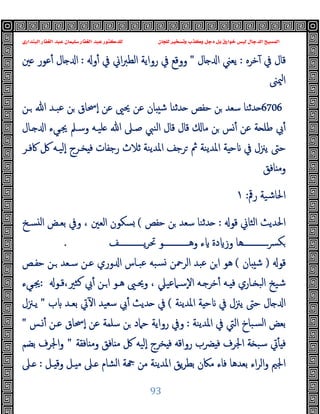 ‫ﻭﻛ‬ ‫ﺩﺟﻞ‬ ‫ﺑﻞ‬ ‫ﺧﻮﺍﺭﻕ‬ ‫ﻟﻴﺲ‬ ‫ﺍﻟﺪﺟﺎﻝ‬ ‫ﺍﻟﻤﺴﻴﺢ‬
‫ﺍﻟﺒﻨﺪﺍﺭﻱ‬ ‫ﺍﻟﻐﻔﺎﺭ‬ ‫ﻋﺒﺪ‬ ‫ﺳﻠﻴﻤﺎﻥ‬ ‫ﺍﻟﻐﻔﺎﺭ‬ ‫ﻋﺒﺪ‬ ‫ﻟﻠﺪﻛﺘﻮﺭ‬ ‫ﻟﻠﺠﺎﻥ‬ ‫ﻭﺗﺴﺨﻴﺮ‬ ‫ﺬﺏ‬
93
‫ﺧﺮﻩ‬ٓ ‫ﰲ‬ ‫ﻗﺎل‬
:
‫ﯾﻌﲏ‬
‫ﺎل‬ ‫ا‬
"
‫و‬ٔ ‫ﰲ‬ ‫اﱐ‬‫ﱪ‬‫اﻟﻄ‬ ‫رواﯾﺔ‬ ‫ﰲ‬ ‫ووﻗﻊ‬
:
‫ﲔ‬ ‫ﻋﻮر‬ٔ ‫ﺎل‬ ‫ا‬
‫ﳰﲎ‬‫ا‬
6706
‫ـﻦ‬ ‫ﷲ‬ ‫ﻋﺒـﺪ‬ ‫ﻦ‬ ‫ٕﲮﺎق‬‫ا‬ ‫ﻋﻦ‬ ‫ﳛﲕ‬ ‫ﻋﻦ‬ ‫ﺎن‬ ‫ﺷ‬ ‫ﺪﺛﻨﺎ‬ ‫ﺣﻔﺺ‬ ‫ﻦ‬ ‫ﺳﻌﺪ‬ ‫ﺪﺛﻨﺎ‬
‫ـﺎل‬ ‫ا‬ ‫ﳚـﻲء‬ ‫وﺳـﲅ‬ ‫ﻠﯿـﻪ‬ ‫ﷲ‬ ‫ﺻـﲆ‬ ‫اﻟﻨﱯ‬ ‫ﻗﺎل‬ ‫ﻗﺎل‬ ‫ﻣﺎ‬ ‫ﻦ‬ ‫ﺲ‬ٔ ‫ﻋﻦ‬ ‫ﺔ‬ ‫ﻃﻠ‬ ‫ﰊ‬ٔ
‫ﻓ‬ ‫رﺟﻔﺎت‬ ‫ﺛﻼث‬ ‫اﳌﺪﯾﻨﺔ‬ ‫ﺮﺟﻒ‬ ‫ﰒ‬ ‫اﳌﺪﯾﻨﺔ‬ ‫ﺔ‬ ‫ﺣ‬ ‫ﰲ‬ ‫ﯾﲋل‬ ‫ﺣﱴ‬
‫ﰷﻓـﺮ‬ ‫ﰻ‬ ‫ٕﻟﯿـﻪ‬‫ا‬ ‫ﺨـﺮج‬
‫ﺎﻓﻖ‬ ‫وﻣ‬
‫رﰴ‬ ‫اﳊﺎﺷﯿﺔ‬
:
١
‫ﻗﻮ‬ ‫اﻟﺜﺎﱐ‬ ‫اﳊﺪﯾﺚ‬
:
‫ﺣﻔﺺ‬ ‫ﻦ‬ ‫ﺳﻌﺪ‬ ‫ﺪﺛﻨﺎ‬
(
‫ﺴـﺦ‬ ‫ﻟ‬‫ا‬ ‫ﺑﻌـﺾ‬ ‫وﰲ‬ ، ‫اﻟﻌﲔ‬ ‫ﺴﻜﻮن‬
‫ــــــــــــﻒ‬‫ـ‬‫ﯾ‬‫ﺮ‬‫ﲢ‬ ‫ــــــــــــﻮ‬‫ـ‬‫وﻫ‬ ‫ء‬ ‫دة‬ ‫وز‬ ‫ـــــــــــــﻫﺎ‬‫ﴪ‬‫ﻜ‬
.
‫ﻗﻮ‬
)
‫ﺎن‬ ‫ﺷ‬
(
‫ﺣﻔـﺺ‬ ‫ـﻦ‬ ‫ﺳـﻌﺪ‬ ‫ﻋـﻦ‬ ‫وري‬ ‫ا‬ ‫ﻋﺒـﺎس‬ ‫ﺴﺒﻪ‬ ‫اﻟﺮﲪﻦ‬ ‫ﻋﺒﺪ‬ ‫ﻦ‬‫ا‬ ‫ﻫﻮ‬
‫ﻛ‬ ‫ﰊ‬ٔ ‫ـﻦ‬‫ا‬ ‫ﻫـﻮ‬ ‫وﳛـﲕ‬ ، ‫ٕﺳـﲈﻋﯿﲇ‬‫ﻻ‬‫ا‬ ‫ـﻪ‬ ‫ﺧﺮ‬ٔ ‫ـﻪ‬ ‫ﻓ‬ ‫ـﺎري‬ ‫اﻟﺒ‬ ‫ﺷﯿﺦ‬
‫ﻗـﻮ‬،‫ﺜﲑ‬
:
‫ﳚـﻲء‬
‫اﳌﺪﯾﻨﺔ‬ ‫ﺔ‬ ‫ﺣ‬ ‫ﰲ‬ ‫ﯾﲋل‬ ‫ﺣﱴ‬ ‫ﺎل‬ ‫ا‬
(
‫ب‬ ‫ﺑﻌـﺪ‬ ‫ﰐ‬ٓ ‫ا‬ ‫ﺳﻌﯿﺪ‬ ‫ﰊ‬ٔ ‫ﺪﯾﺚ‬ ‫ﰲ‬
"
‫ﯾـﲋل‬
‫اﳌﺪﯾﻨﺔ‬ ‫ﰲ‬ ‫اﻟﱵ‬ ‫ﺴﺒﺎخ‬‫ﻟ‬‫ا‬ ‫ﺑﻌﺾ‬
:
‫ـﺲ‬ٔ ‫ﻋـﻦ‬ ‫ٕﲮﺎق‬‫ا‬ ‫ﻋﻦ‬ ‫ﺳﻠﻤﺔ‬ ‫ﻦ‬ ‫ﺣﲈد‬ ‫رواﯾﺔ‬ ‫وﰲ‬
"
‫ﺎﻓﻘﺔ‬ ‫وﻣ‬ ‫ﺎﻓﻖ‬ ‫ﻣ‬ ‫ﰻ‬ ‫ٕﻟﯿﻪ‬‫ا‬ ‫ﺨﺮج‬ ‫ﻓ‬ ‫رواﻗﻪ‬ ‫ﴬب‬ ‫ﻓ‬ ‫اﳉﺮف‬ ‫ﺔ‬ ‫ﺳﺒ‬ ‫ﰐ‬ٔ ‫ﻓ‬
"
‫ﺑﻀﻢ‬ ‫اﳉﺮف‬‫و‬
‫ﻣﲀن‬ ‫ﻓﺎء‬ ‫ﺑﻌﺪﻫﺎ‬ ‫اء‬‫ﺮ‬‫اﻟ‬‫و‬ ‫اﳉﲓ‬
‫ـﻞ‬ ‫وﻗ‬ ‫ـﻞ‬ ‫ﻣ‬ ‫ـﲆ‬ ‫اﻟﺸﺎم‬ ‫ﺔ‬ ‫ﻣﻦ‬ ‫اﳌﺪﯾﻨﺔ‬ ‫ﯾﻖ‬‫ﺮ‬‫ﺑﻄ‬
:
‫ـﲆ‬
 