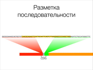 Разметка
последовательности

@HWI-ST1155:154:D1M89ACXX:1:1101:14372:1976 1:N:0:
GGCGCGAAAGCAGTGGTATCAACGCAGAGTTCACTGCAATTC...