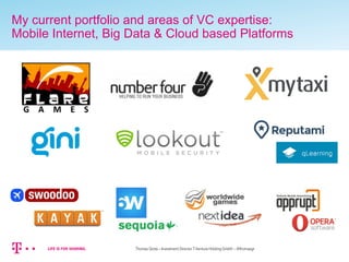 My current portfolio and areas of VC expertise:
Mobile Internet, Big Data & Cloud based Platforms
Thomas Grota –Investment...