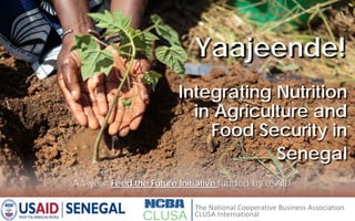 Integrating Nutrition
in Agriculture and
Food Security in
Senegal
A 5-year Feed the Future Initiative funded by USAID
Yaajeende!
The National Cooperative Business Association
CLUSA International
 