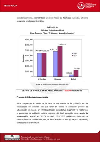Gráfico Nº 04 
Crecimiento de la Población Urbana en el Perú 
Obra: Proyecto Piloto “El Mirador – Nuevo Pachacutec” 
5.1 
...