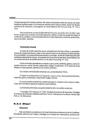 Yacimiento tipo skarn del Peru