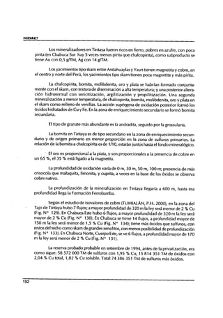 Yacimiento tipo skarn del Peru