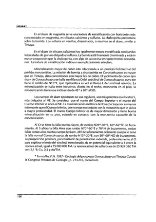 Yacimiento tipo skarn del Peru