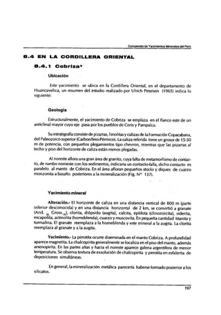 Yacimiento tipo skarn del Peru