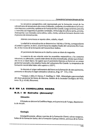Yacimiento tipo skarn del Peru