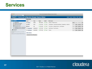 Services




17
            ©2011 Cloudera, Inc. All Rights Reserved.
 