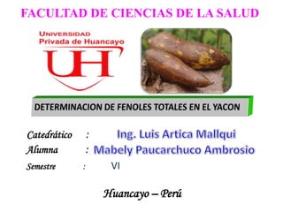 FACULTAD DE CIENCIAS DE LA SALUD
Catedrático :
Semestre : VI
Huancayo – Perú
Alumna :
 