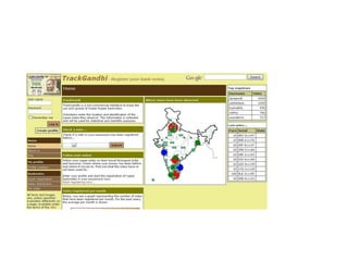 Whatdoes the site TrackGandhi.com, a website which was launched in January 2007, do?The American counterpart of this site isnamedWhere’s George?