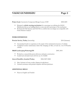 Yagiz Gundogdu Resume