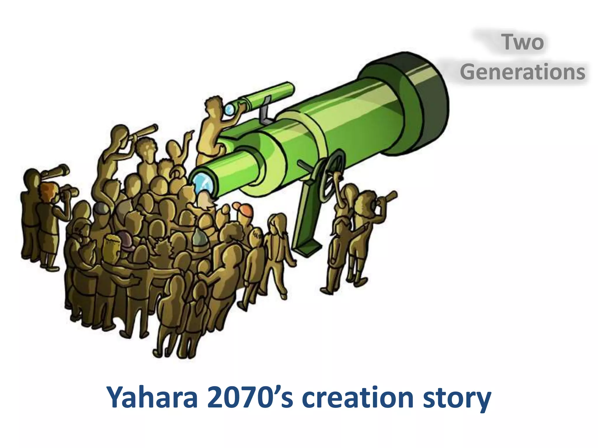 Yahara 2070’s creation story
Two
Generations
 