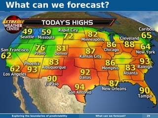 What can we forecast?
Exploring the boundaries of predictability What can we forecast? 29
 