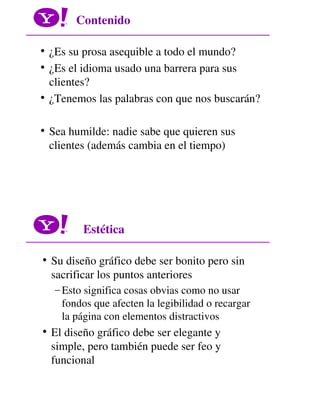 Yahoo | Búsquedas: su uso para diseñar un mejor sitio