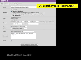 TOP Search Phrase Report ALERT




DENNIS R. MORTENSEN | JUNE 2009
 