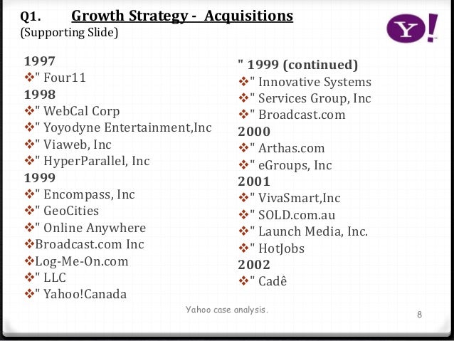 yahoo inc strategic analysis An analysis of yahoo's business strategy in the initial years. yahoo inc strategic analysis An analysis of yahoo's business strategy in the initial years.