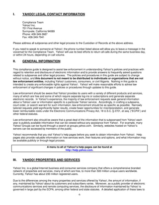 Yahoo Compliance Guide for Law Enforcement | PDF