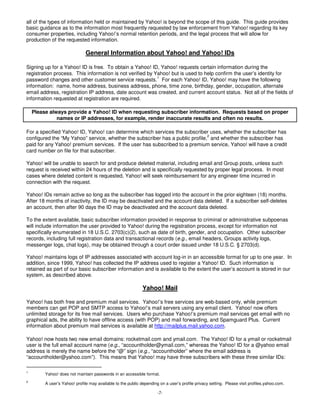 Yahoo Compliance Guide for Law Enforcement | PDF