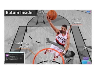 Photo de


Batum Inside




     Twelcome à
@nicolas88batum et à ses 
133 347 followers !

                            Proprietary and Confidential.©2012 All Rights Reserved              9
 