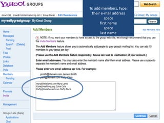 How to create a group on Yahoo.com