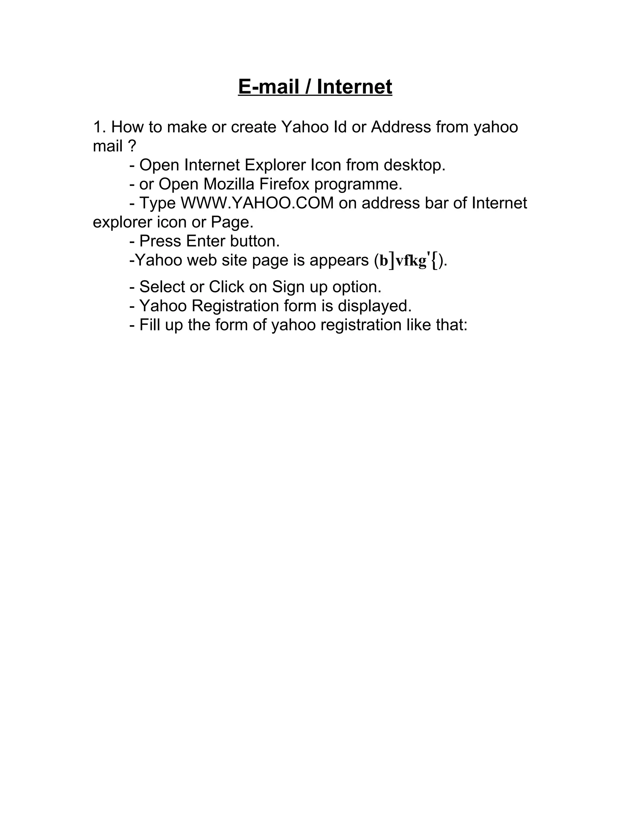 Yahoo id making | RTF